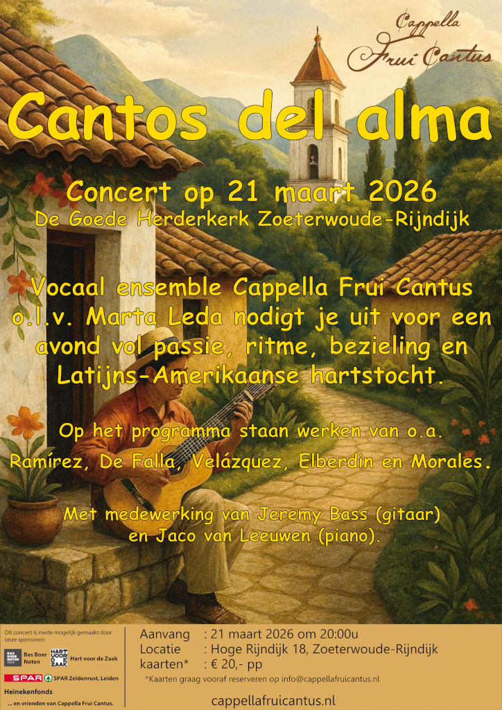 Poster van het concert Cantos del alma maart 2026